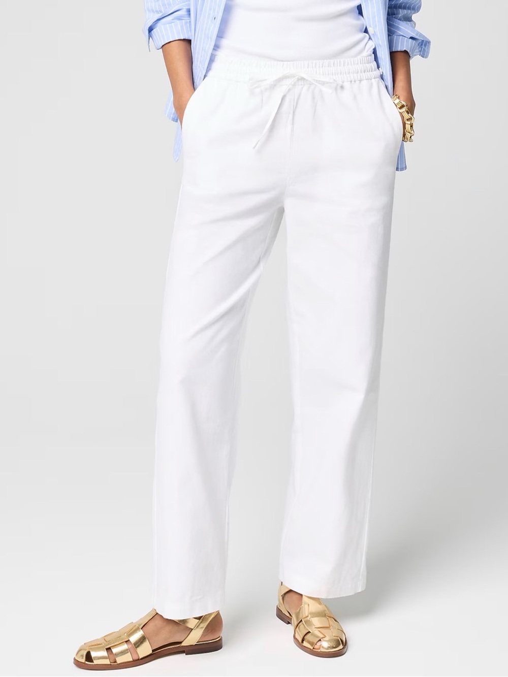 J. Crew Linen-cotton blend slim wide-leg drawstring pant • size 6 • NWT • CG402